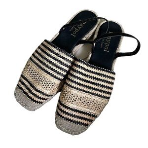 MAYPOL Woven Sling Back Espadrilles Sandals
Black Tan 40